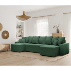 Canapé Panoramique ALMA Convertible Velours Côtelé Vert 6 Places 18 Canapé Panoramique ALMA Convertible Velours Côtelé Vert 6 Places -Maison Jardin Élégance canape panoramique alma convertible velours cotele vert 6 places 8