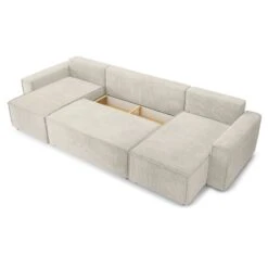 Canapé Panoramique MIRA Convertible Velours Côtelé Beige 6 Places 12 Canapé Panoramique MIRA Convertible Velours Côtelé Beige 6 Places -Maison Jardin Élégance canape panoramique mira convertible velours cotele beige 5 places 4