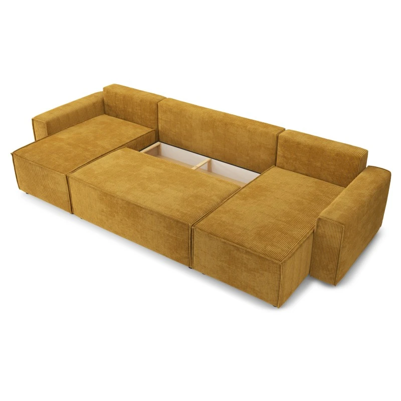 Canapé Panoramique MIRA Convertible Velours Côtelé Moutarde 6 Places 5 Canapé Panoramique MIRA Convertible Velours Côtelé Moutarde 6 Places – Image 5