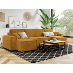 Canapé Panoramique MIRA Convertible Velours Côtelé Moutarde 6 Places 14 Canapé Panoramique MIRA Convertible Velours Côtelé Moutarde 6 Places -Maison Jardin Élégance canape panoramique mira convertible velours cotele moutarde 5 plcs 6