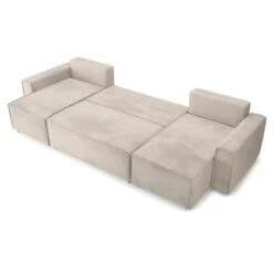 Canapé Panoramique MIRA Convertible Velours Grège 6 Places -Maison Jardin Élégance canape panoramique mira convertible velours grege 5 places 3