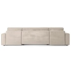 Canapé Panoramique MIRA Convertible Velours Grège 6 Places -Maison Jardin Élégance canape panoramique mira convertible velours grege 5 places 5