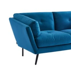 Lot De Canapés THELMA En Velours Bleu Fixe -Maison Jardin Élégance canape thelma 32 velours bleu lot canapes 3places 2places 6