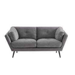 Lot De Canapés THELMA En Velours Girs Fixe -Maison Jardin Élégance canape thelma 32 velours gris lot canapes 3places 2places 4