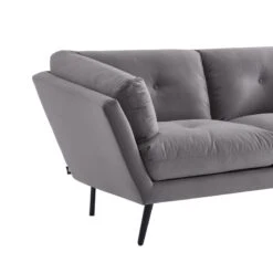 Lot De Canapés THELMA En Velours Girs Fixe -Maison Jardin Élégance canape thelma 32 velours gris lot canapes 3places 2places 5