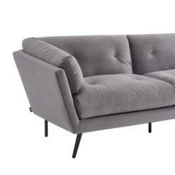 Lot De Canapés THELMA En Velours Girs Fixe -Maison Jardin Élégance canape thelma 32 velours gris lot canapes 3places 2places 8