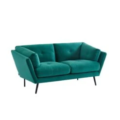 Lot De Canapés THELMA En Velous Vert Fixe -Maison Jardin Élégance canape thelma 32 velours vert lot canapes 3places 2places 3