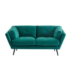 Lot De Canapés THELMA En Velous Vert Fixe -Maison Jardin Élégance canape thelma 32 velours vert lot canapes 3places 2places 4