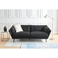 Canapé THELMA En Velours Gris Au Style Scandinave