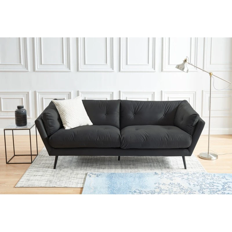 Canapé THELMA En Velours Gris Au Style Scandinave 1 Canapé THELMA En Velours Gris Au Style Scandinave