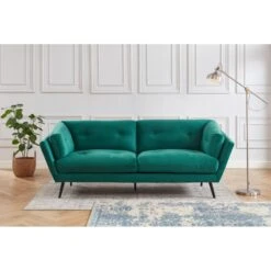 Canapé THELMA En Velours Vert Au Style Scandinave