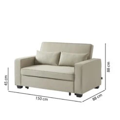 Canapé Droit LENA Convertible Tissu Grège 2 Places 14 Canapé Droit LENA Convertible Tissu Grège 2 Places -Maison Jardin Élégance canpe droit lena convertible tissu grege 2 places 6