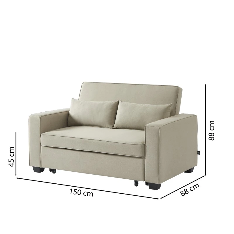 Canapé Droit LENA Convertible Tissu Grège 2 Places 7 Canapé Droit LENA Convertible Tissu Grège 2 Places – Image 7