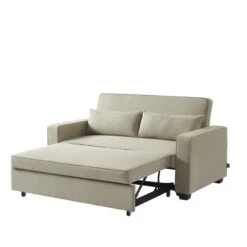 Canapé Droit LENA Convertible Tissu Grège 3 Places -Maison Jardin Élégance canpe droit lena convertible tissu grege 3 places 3