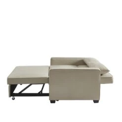 Canapé Droit LENA Convertible Tissu Grège 3 Places -Maison Jardin Élégance canpe droit lena convertible tissu grege 3 places 4