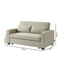 Canapé Droit LENA Convertible Tissu Grège 3 Places -Maison Jardin Élégance canpe droit lena convertible tissu grege 3 places 6