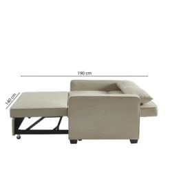 Canapé Droit LENA Convertible Tissu Grège 3 Places -Maison Jardin Élégance canpe droit lena convertible tissu grege 3 places 7