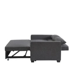 Canapé Droit LENA Convertible Tissu Gris 3 Places -Maison Jardin Élégance canpe droit lena convertible tissu gris 3 places 4