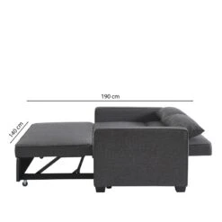 Canapé Droit LENA Convertible Tissu Gris 3 Places -Maison Jardin Élégance canpe droit lena convertible tissu gris 3 places 7