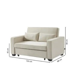 Canapé Droit LENA Convertible Velours Beige 2 Places 14 Canapé Droit LENA Convertible Velours Beige 2 Places -Maison Jardin Élégance canpe droit lena convertible velours beige 2 places 6