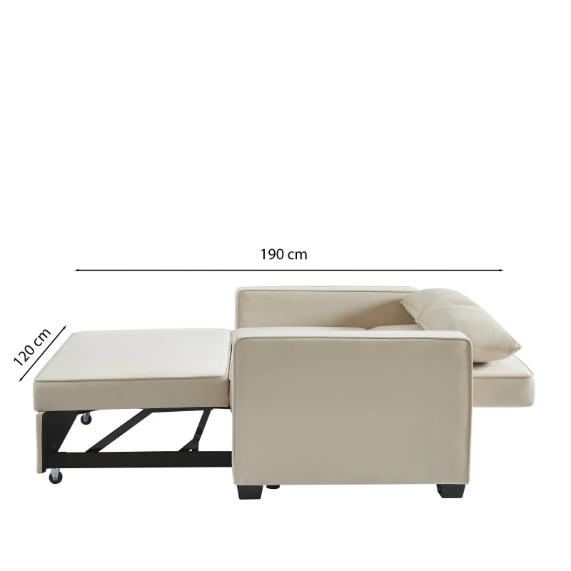 Canapé Droit LENA Convertible Velours Beige 2 Places 8 Canapé Droit LENA Convertible Velours Beige 2 Places – Image 8