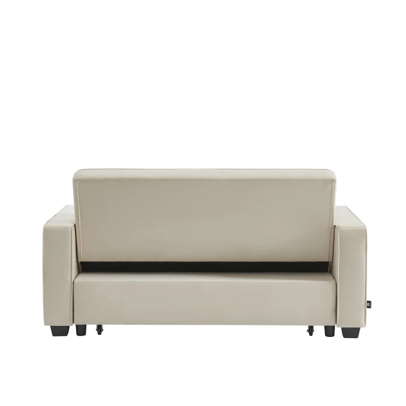 Canapé Droit LENA Convertible Velours Beige 3 Places 6 Canapé Droit LENA Convertible Velours Beige 3 Places – Image 6