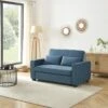 Canapé Droit LENA Convertible Velours Bleu 2 Places