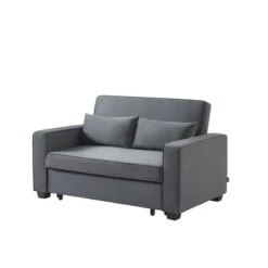 Canapé Droit LENA Convertible Velours Gris 2 Places -Maison Jardin Élégance canpe droit lena convertible velours gris 2 places 2