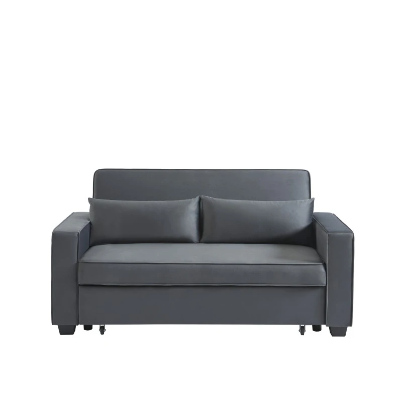 Canapé Droit LENA Convertible Velours Gris 3 Places 2 Canapé Droit LENA Convertible Velours Gris 3 Places – Image 2