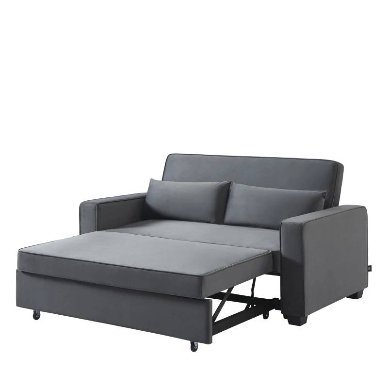 Canapé Droit LENA Convertible Velours Gris 3 Places 4 Canapé Droit LENA Convertible Velours Gris 3 Places – Image 4