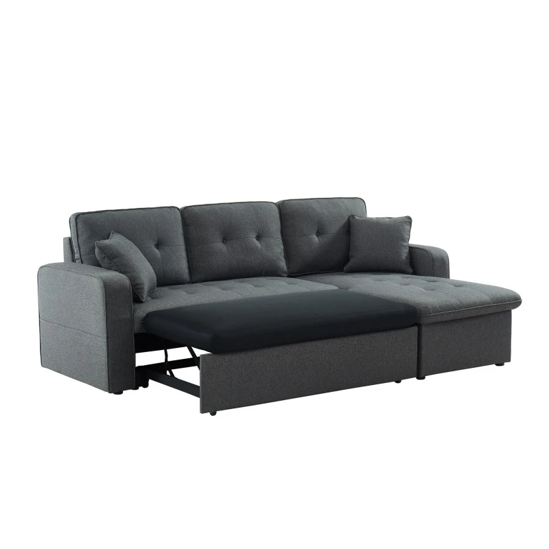 Canapé D'angle CANVAS Tissu Anthracite Coffre Angle Convertible 5 Canapé D'angle CANVAS Tissu Anthracite Coffre Angle Convertible – Image 5