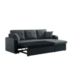 Canapé D'angle CANVAS Tissu Gris PU Noir Avec Coffre Convertible 4 Places 12 Canapé D'angle CANVAS Tissu Gris PU Noir Avec Coffre Convertible 4 Places -Maison Jardin Élégance canvasancvantnr canape 4pl 3