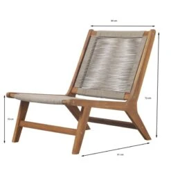 Fauteuil De Jardin AVERY En Bois D'acacia Et Corde Coloris Naturel -Maison Jardin Élégance chaise de relax avery 2