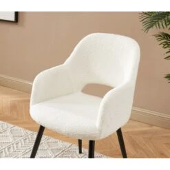 Chaise PHILOMENE Bouclettes écru Pieds En Métal Noir -Maison Jardin Élégance chaise philomene bouclettes ecru pieds en metal noir 1