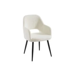 Chaise PHILOMENE Bouclettes écru Pieds En Métal Noir -Maison Jardin Élégance chaise philomene bouclettes ecru pieds en metal noir 3