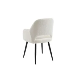 Chaise PHILOMENE Bouclettes écru Pieds En Métal Noir -Maison Jardin Élégance chaise philomene bouclettes ecru pieds en metal noir 4