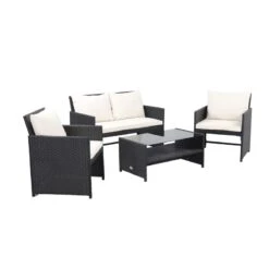 Salon De Jardin CLEO En Résine Tressée Noire 4 Places -Maison Jardin Élégance cleo salon de jardin 4 places avec dossiers en resine tressee noire 2