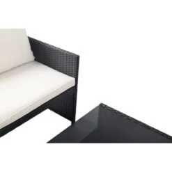 Salon De Jardin CLEO En Résine Tressée Noire 4 Places -Maison Jardin Élégance cleo salon de jardin 4 places avec dossiers en resine tressee noire 3
