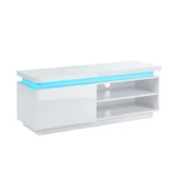 Meuble Tv à Led COSMOS Laqué Blanc Brillant 120cm -Maison Jardin Élégance cosmos3 meuble tv blanc laque 2