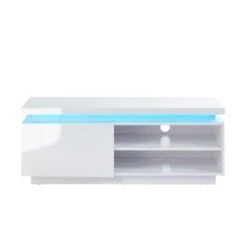 Meuble Tv à Led COSMOS Laqué Blanc Brillant 120cm -Maison Jardin Élégance cosmos3 meuble tv blanc laque 3