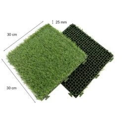 Lot De 10 Dalles De Gazon 30x30 Cm Vert -Maison Jardin Élégance dalles10gazon30 dalles de gazon synthetique lot 10 30x30cm 2