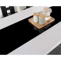 Ensemble Repas DAMIA Blanc Et Noir 6 Personnes 180cm -Maison Jardin Élégance damia 180 ensemble repas 6 per 2