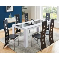 Ensemble Repas DAMIA Blanc Et Noir 6 Personnes 180cm