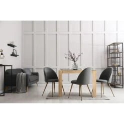 Table à Manger DAMIA Blanc Et Effet Chêne 120cm