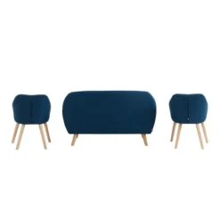 Ensemble HILDA En Tissu Bleu 1 Canapé Et 2 Fauteuils -Maison Jardin Élégance ensemble canapefauteuil hilda tissu bleu canape 2 places 2 fauteuils 2