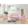Ensemble HILDA En Tissu Rose 1 Canapé Et 2 Fauteuils