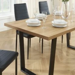 Ensemble Repas FELIX Effet Chêne Et PU Noir 6 Chaises -Maison Jardin Élégance ensemble repas felix effet chene et pu noir 4 chaises 2