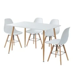 Ensemble Repas KITTOS Laqué Blanc Mat 4 Personnes 120cm -Maison Jardin Élégance ensemble repas kittos 3