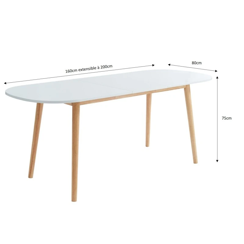 Table Extensible ERIKA Laqué Blanc Mat 8 Personnes 160 à 200cm 2 Table Extensible ERIKA Laqué Blanc Mat 8 Personnes 160 à 200cm – Image 2