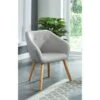 Fauteuil HILDA En Tissu Gris Avec Pieds En Bois